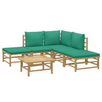 vidaXL 6-tlg. Garten-Lounge-Set mit Grünen Kissen Bambus