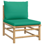 vidaXL 5-tlg. Garten-Lounge-Set mit Grünen Kissen Bambus