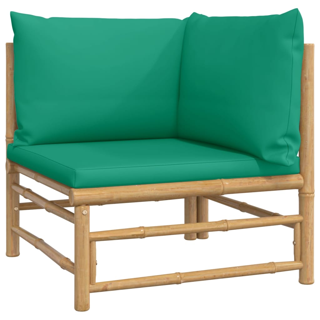 vidaXL Garten-Ecksofas mit Grünen Kissen 2 Stk. Bambus