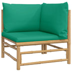 vidaXL Garten-Ecksofas mit Grünen Kissen 2 Stk. Bambus