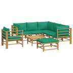 vidaXL 8-tlg. Garten-Lounge-Set mit Grünen Kissen Bambus