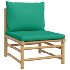 vidaXL 10-tlg. Garten-Lounge-Set mit Grünen Kissen Bambus