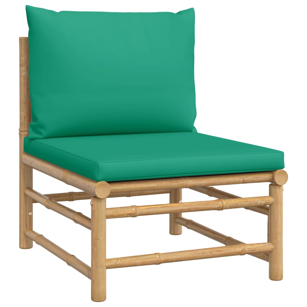 vidaXL 10-tlg. Garten-Lounge-Set mit Grünen Kissen Bambus