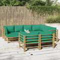 vidaXL 10-tlg. Garten-Lounge-Set mit Grünen Kissen Bambus