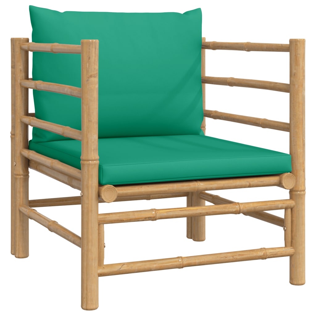 vidaXL 12-tlg. Garten-Lounge-Set mit Grünen Kissen Bambus