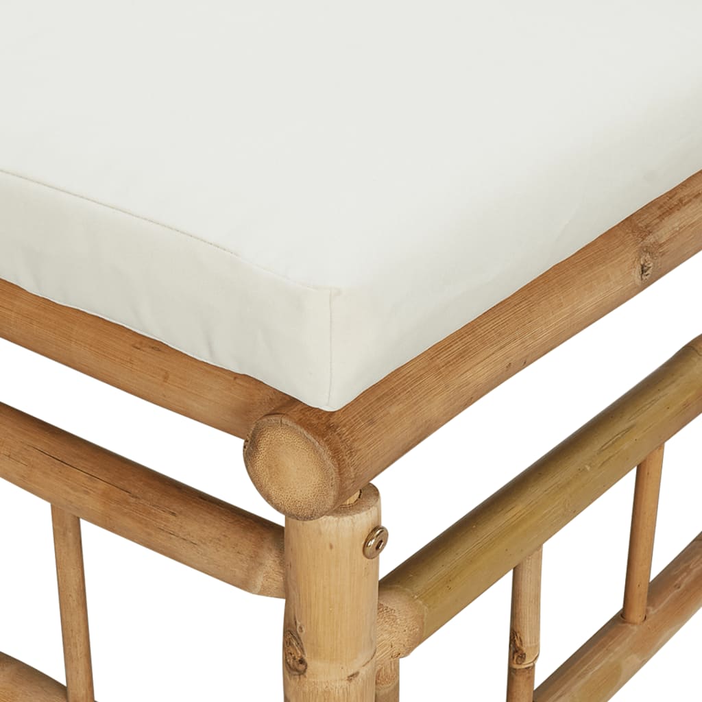vidaXL Garten-Ecksofas mit Cremeweißen Kissen 2 Stk. Bambus
