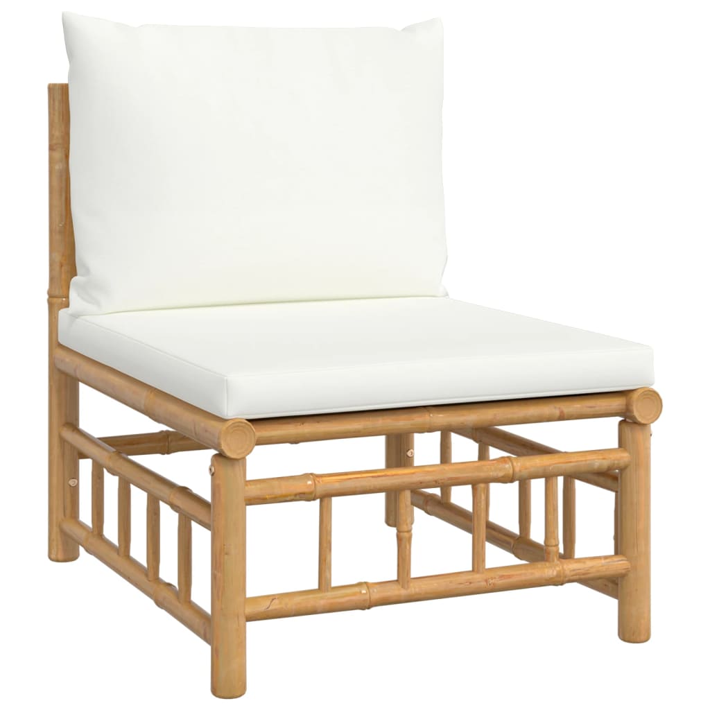 vidaXL 10-tlg. Garten-Lounge-Set mit Cremeweißen Kissen Bambus