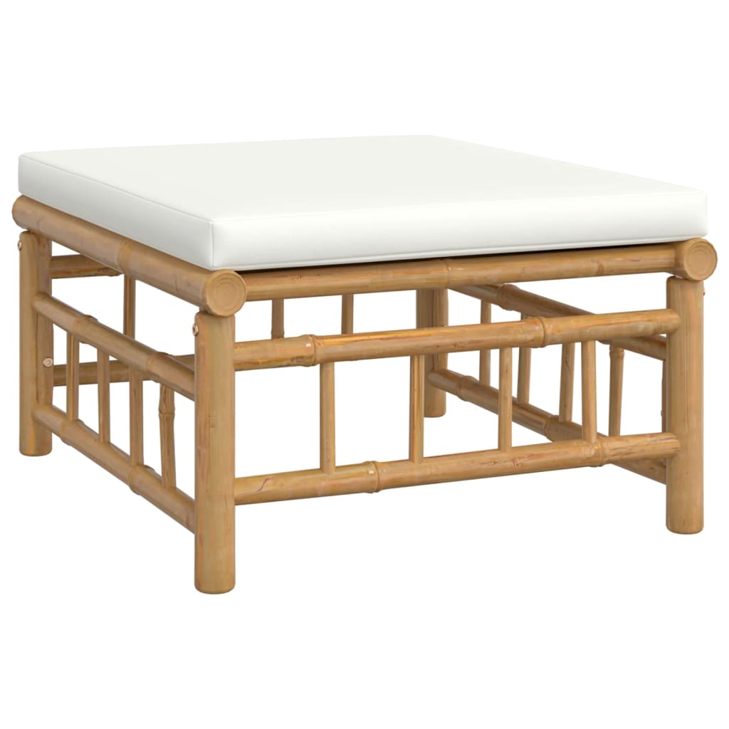 vidaXL 10-tlg. Garten-Lounge-Set mit Cremeweißen Kissen Bambus