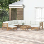 vidaXL 11-tlg. Garten-Lounge-Set mit Cremeweißen Kissen Bambus