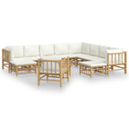 vidaXL 12-tlg. Garten-Lounge-Set mit Cremeweißen Kissen Bambus