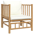 vidaXL 12-tlg. Garten-Lounge-Set mit Cremeweißen Kissen Bambus