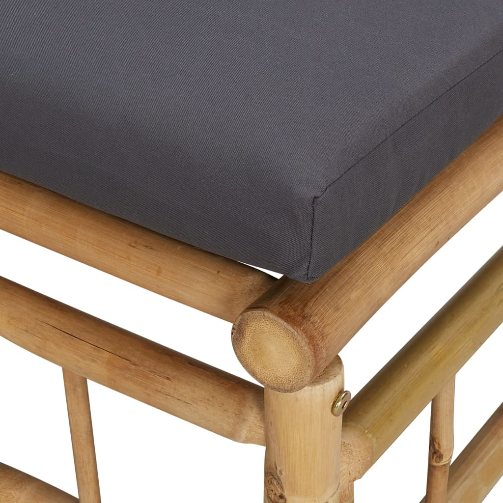 vidaXL Garten-Ecksofas mit Dunkelgrauen Kissen 2 Stk. Bambus