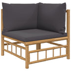 vidaXL 11-tlg. Garten-Lounge-Set mit Dunkelgrauen Kissen Bambus