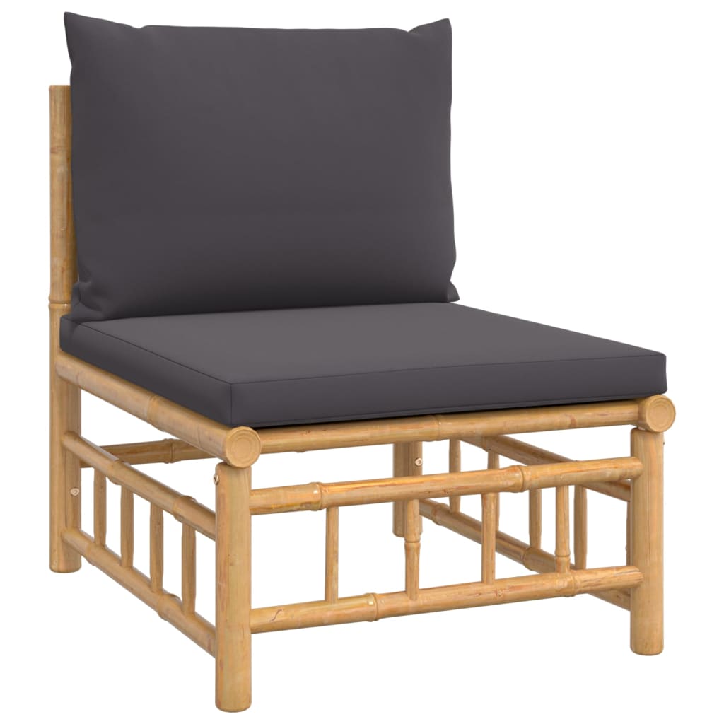 vidaXL 11-tlg. Garten-Lounge-Set mit Dunkelgrauen Kissen Bambus