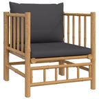 vidaXL 12-tlg. Garten-Lounge-Set mit Dunkelgrauen Kissen Bambus
