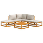 vidaXL 6-tlg. Garten-Lounge-Set mit Hellgrauen Kissen Massivholz