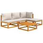vidaXL 5-tlg. Garten-Lounge-Set mit Hellgrauen Kissen Massivholz