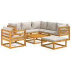 vidaXL 8-tlg. Garten-Lounge-Set mit Hellgrauen Kissen Massivholz