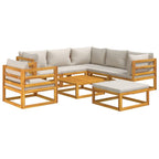 vidaXL 8-tlg. Garten-Lounge-Set mit Hellgrauen Kissen Massivholz