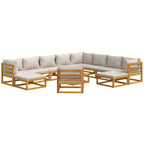 vidaXL 12-tlg. Garten-Lounge-Set mit Hellgrauen Kissen Massivholz
