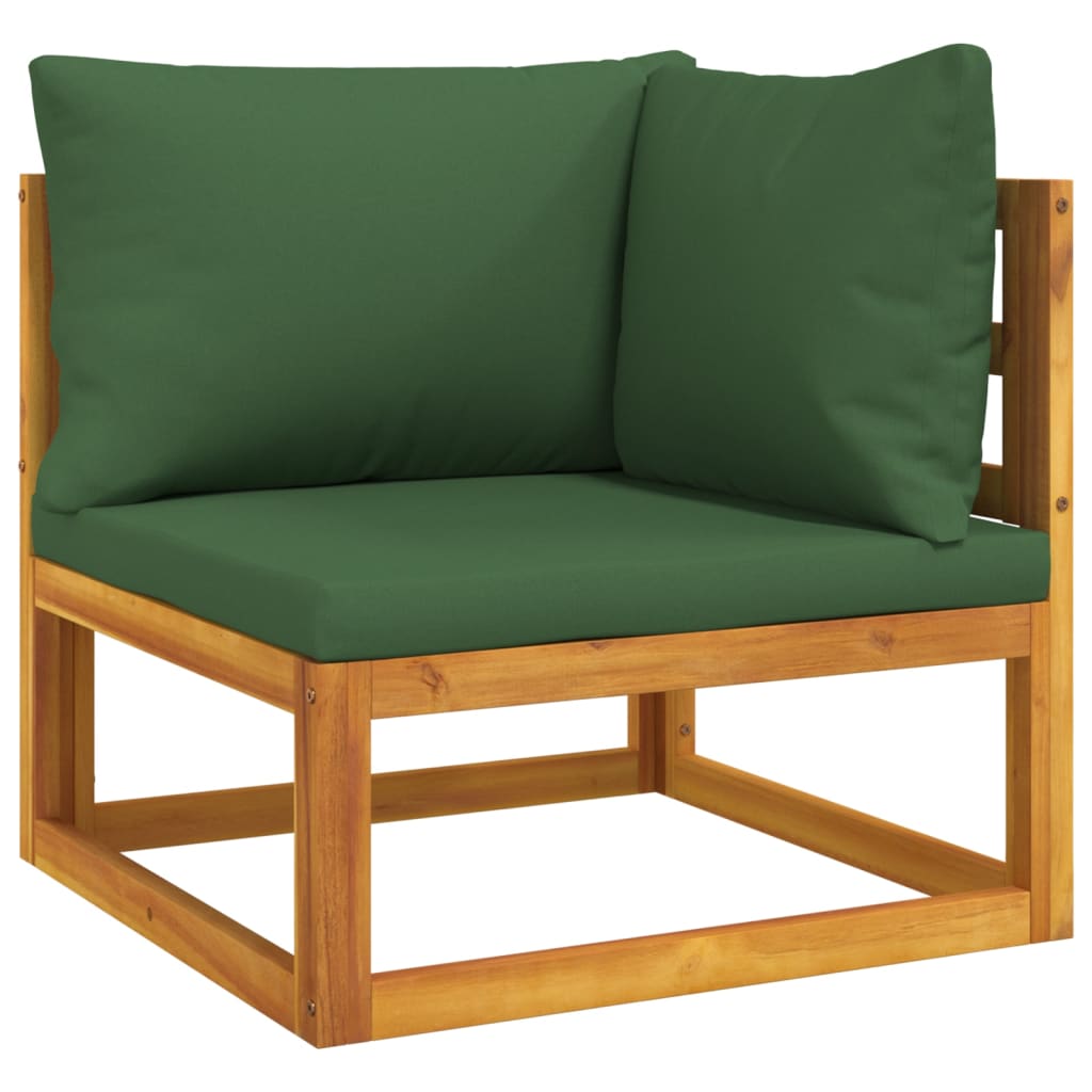 vidaXL 9-tlg. Garten-Lounge-Set mit Grünen Kissen Massivholz