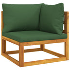 vidaXL 9-tlg. Garten-Lounge-Set mit Grünen Kissen Massivholz