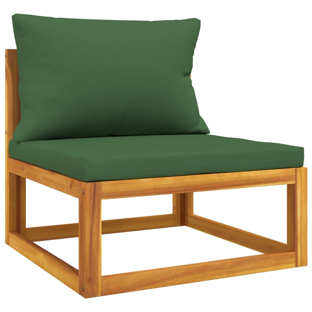 vidaXL 9-tlg. Garten-Lounge-Set mit Grünen Kissen Massivholz