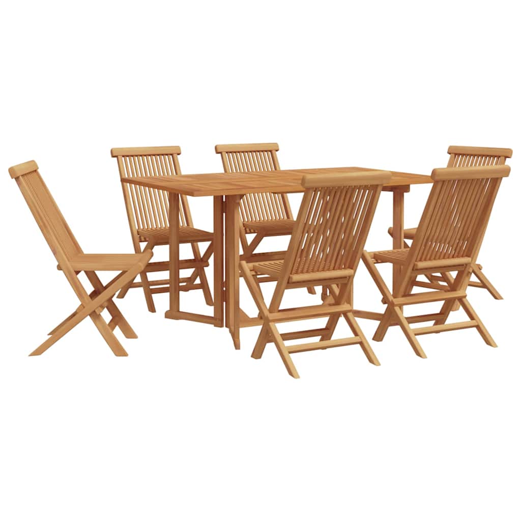 vidaXL Garten Essgruppe 7 pcs Braun Massivholz Teak
