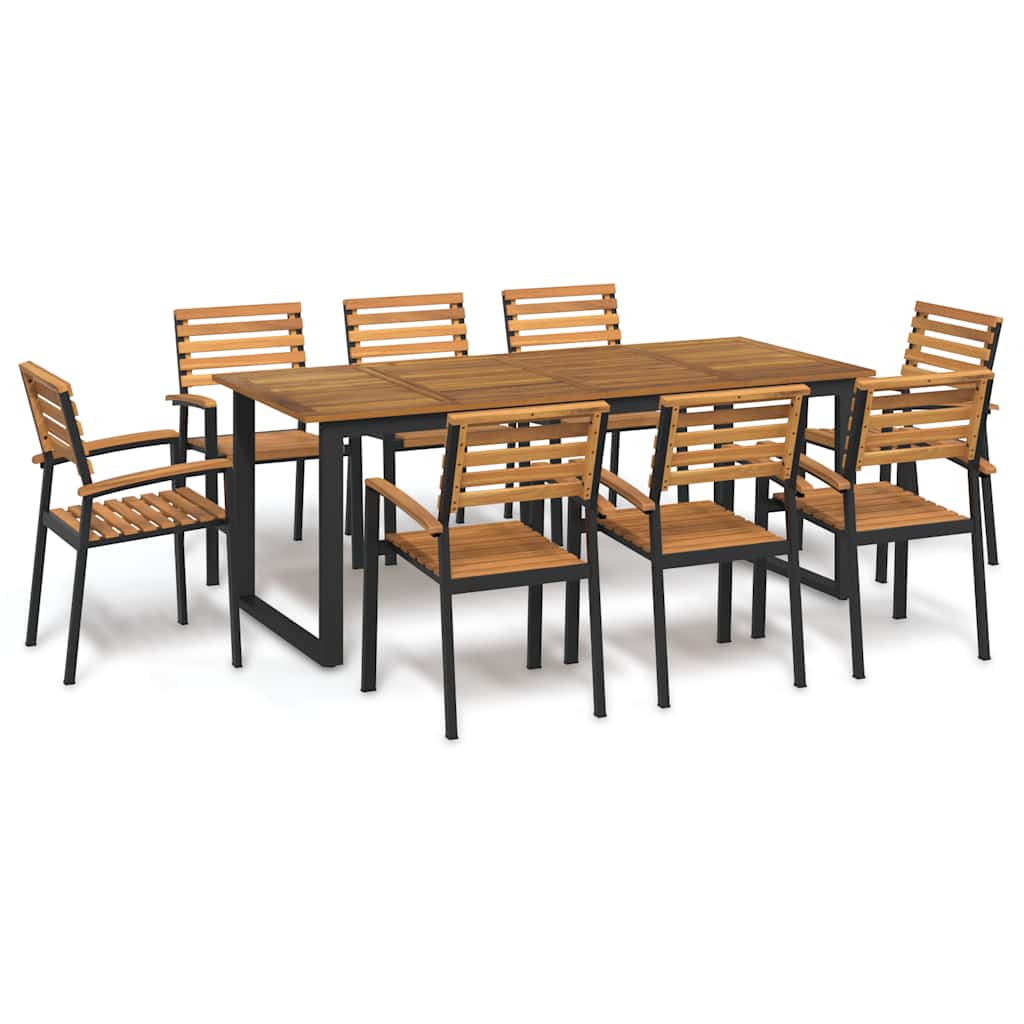 vidaXL 9-tlg. Garten-Essgruppe Massivholz Akazie und Metall