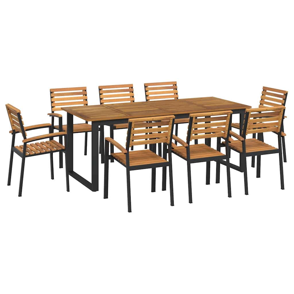 vidaXL 9-tlg. Garten-Essgruppe Massivholz Akazie und Metall