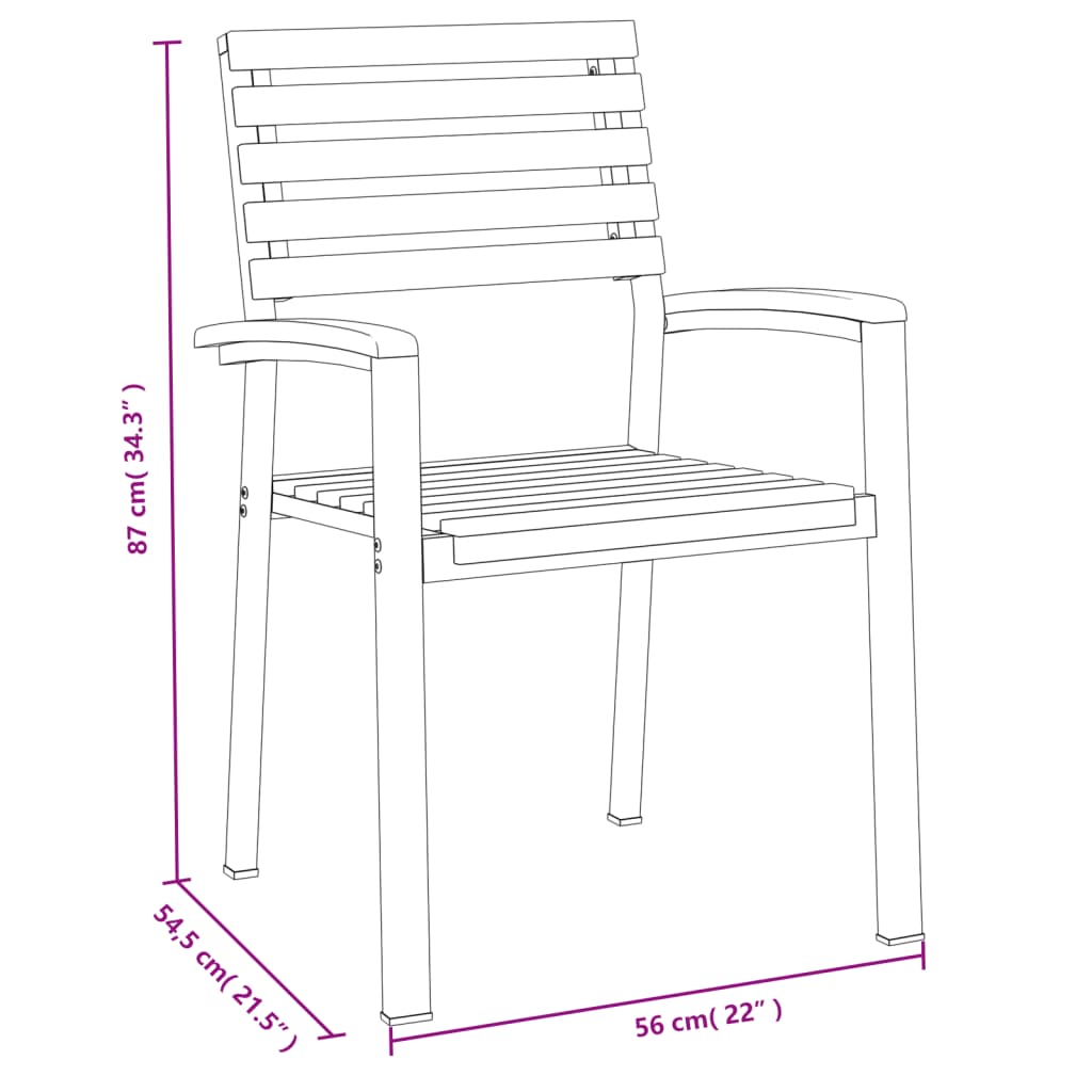 vidaXL Stapelbare Gartenstühle 8 Stk. Massivholz Akazie und Metall