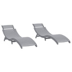 vidaXL Sonnenliegen 2 Stk. Grau 184x55x64 cm Massivholz Akazie