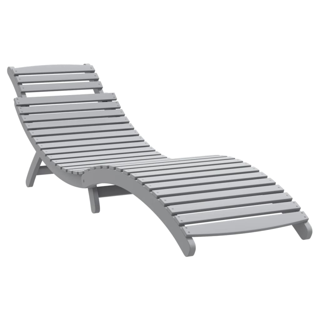 vidaXL Sonnenliegen 2 Stk. mit Tisch Grau Massivholz Akazie