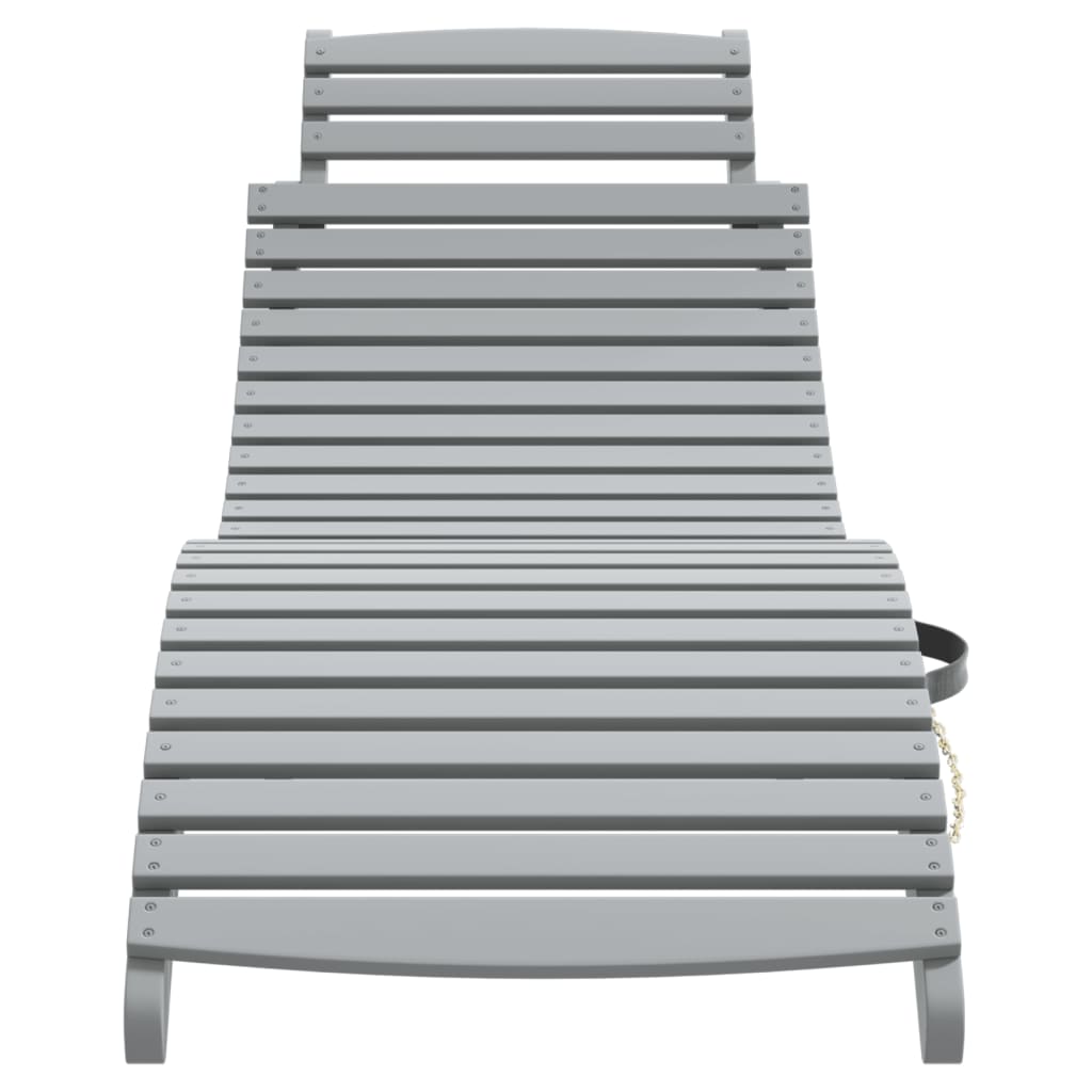 vidaXL Sonnenliegen 2 Stk. mit Tisch Grau Massivholz Akazie
