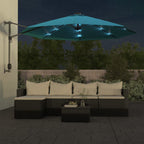 vidaXL Wand-Sonnenschirm mit LEDs Meerblau 290 cm