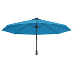 vidaXL Wand-Sonnenschirm mit LEDs Meerblau 290 cm