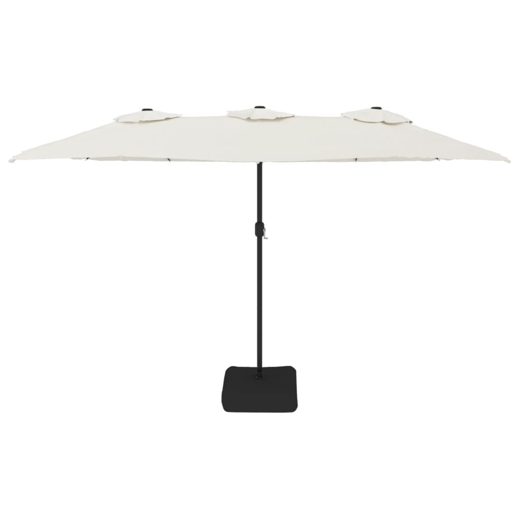 vidaXL Doppel-Sonnenschirm mit LED-Leuchten Sandweiß 449x265 cm