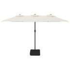 vidaXL Doppel-Sonnenschirm mit LED-Leuchten Sandweiß 449x265 cm