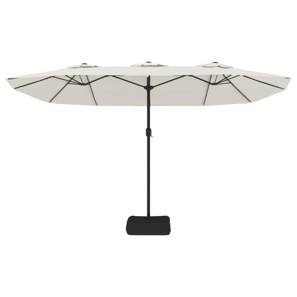 vidaXL Doppel-Sonnenschirm mit LED-Leuchten Sandweiß 449x265 cm