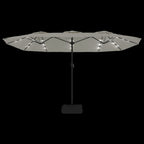 vidaXL Doppel-Sonnenschirm mit LED-Leuchten Sandweiß 449x265 cm