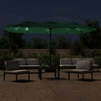 vidaXL Doppel-Sonnenschirm mit LED-Leuchten Grün 449x265 cm