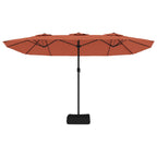 vidaXL Doppel-Sonnenschirm mit LED-Leuchten Terrakottarot 449x265 cm