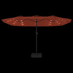 vidaXL Doppel-Sonnenschirm mit LED-Leuchten Terrakottarot 449x265 cm
