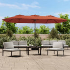 vidaXL Doppel-Sonnenschirm mit LED-Leuchten Terrakottarot 449x265 cm