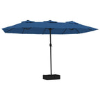 vidaXL Doppel-Sonnenschirm mit LED-Leuchten Azurblau 449x265 cm