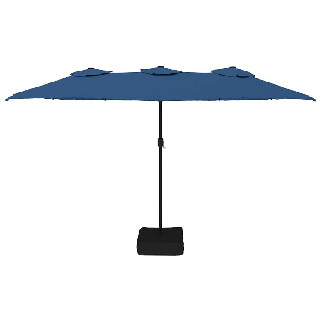 vidaXL Doppel-Sonnenschirm mit LED-Leuchten Azurblau 449x265 cm