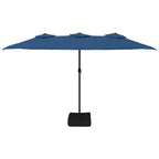 vidaXL Doppel-Sonnenschirm mit LED-Leuchten Azurblau 449x265 cm