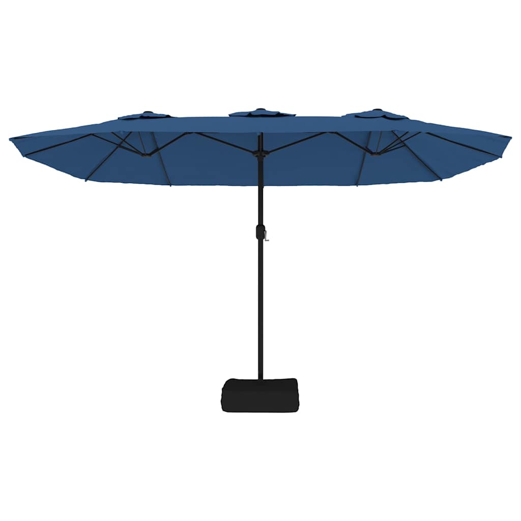 vidaXL Doppel-Sonnenschirm mit LED-Leuchten Azurblau 449x265 cm