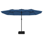 vidaXL Doppel-Sonnenschirm mit LED-Leuchten Azurblau 449x265 cm