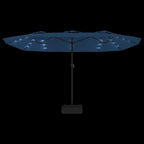 vidaXL Doppel-Sonnenschirm mit LED-Leuchten Azurblau 449x265 cm